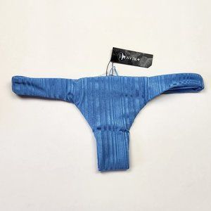 NWT Tavik Ali Minimal Coverage Slinky Rib Bikini Bottoms in Sea Blue sz M
